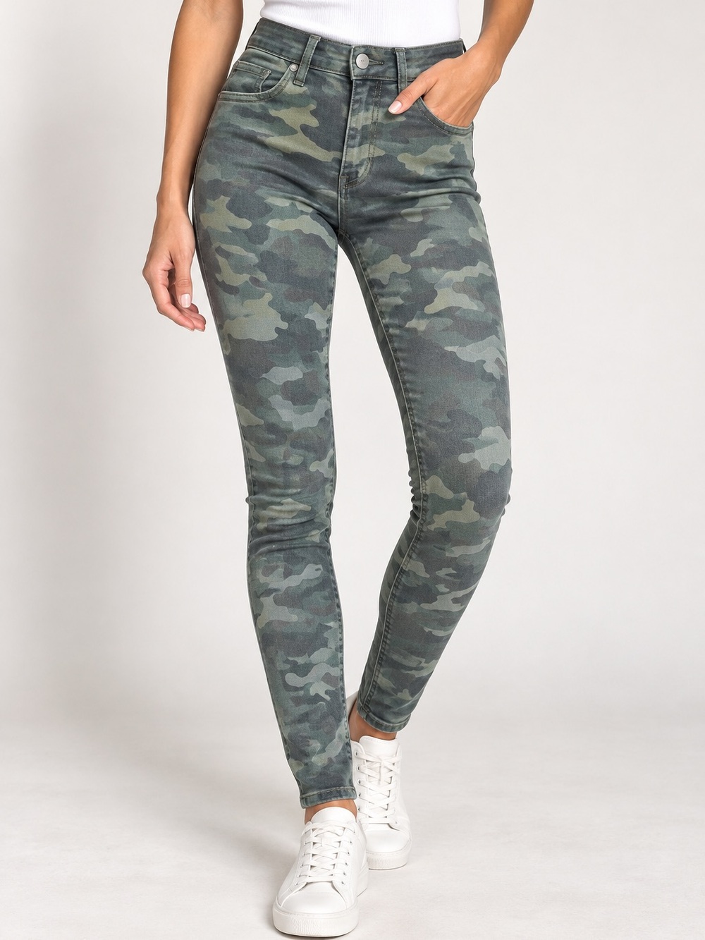 Hudson Barbara High Rise Super Skinny Camo Jeans Military Utility Y2K 26